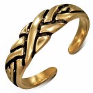 BRONZE ANTIQUE VINTAGE LOOK ADJUSTABLE LADIES GIRLS BRAIDED CELTIC CUFF TOE RING