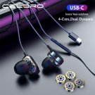Metal Earphones Type C 4D Subwoofer Usb C Headphones HiFi DJ Ear Phones In-ear