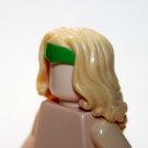 Blond long Female  Hair green scarf  for Minifigure