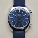 Vintage MEMOCALL wrist alarm-watch, chrome, Switzerland, 1970's, blue dial, RARE