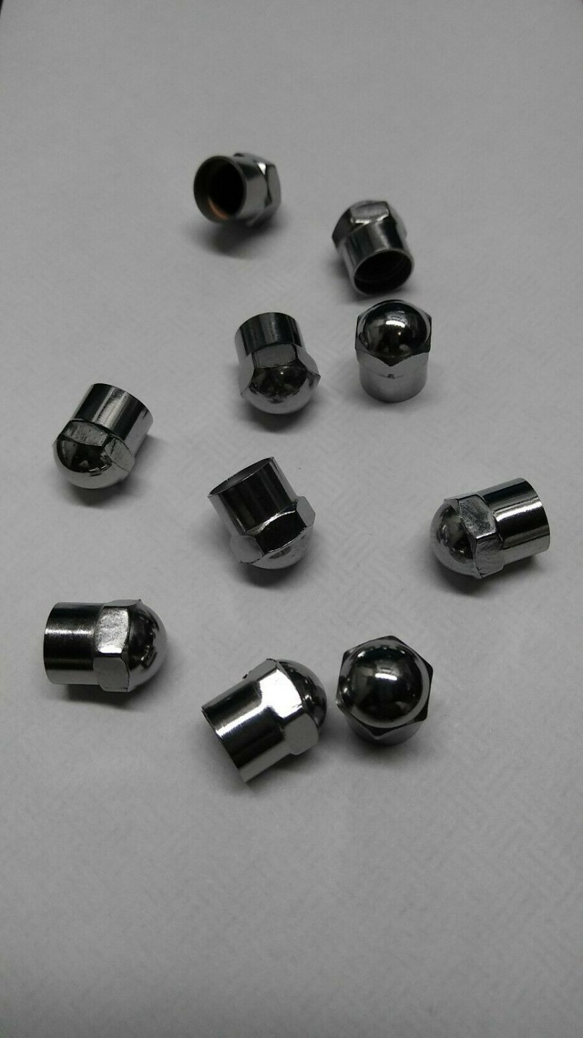 10 Chrome Plated Plastic Rounded Head Tire Air Pressure Valve Stem Caps