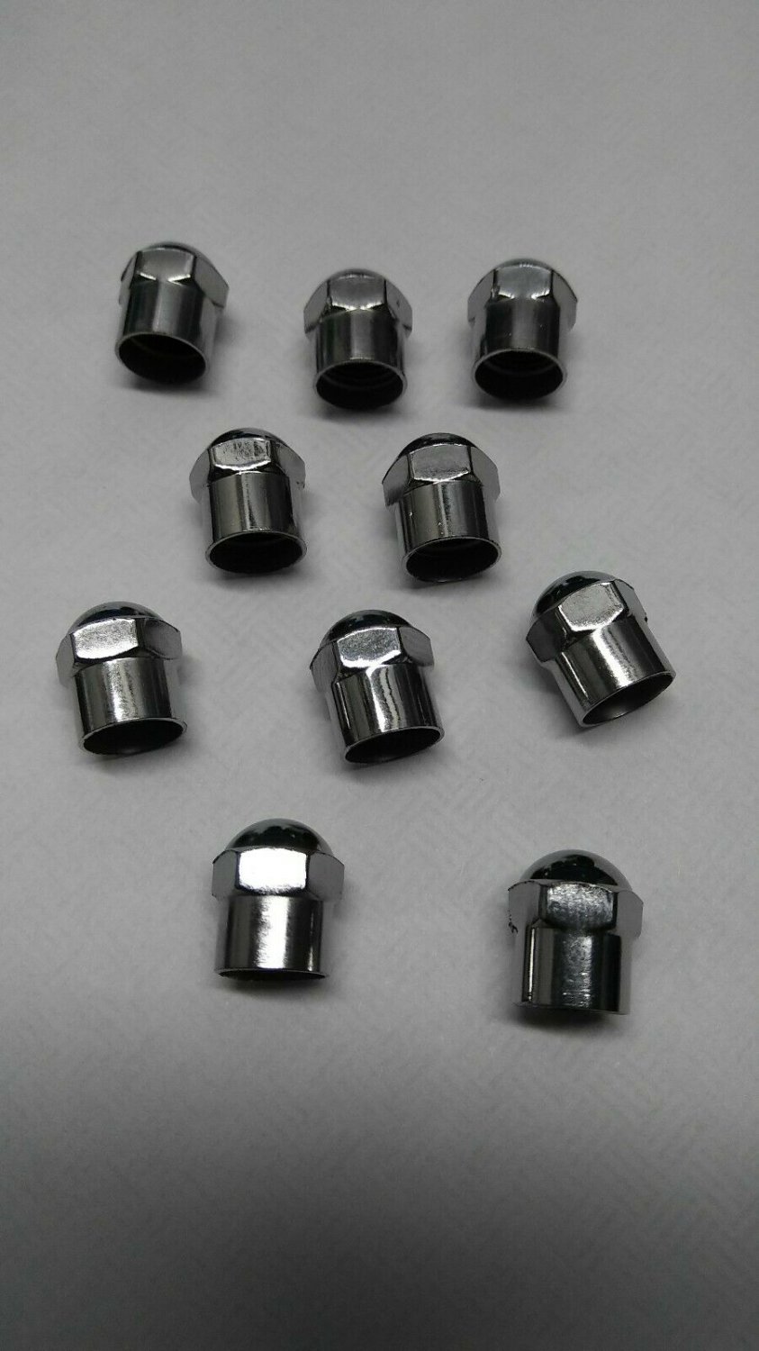10 Chrome Plated Plastic Rounded Head Tire Air Pressure Valve Stem Caps