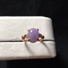 Natual Lavender Jadeite Ring Icy Violet Oval Jadeite Ring Good Quality Gold-plated Holder