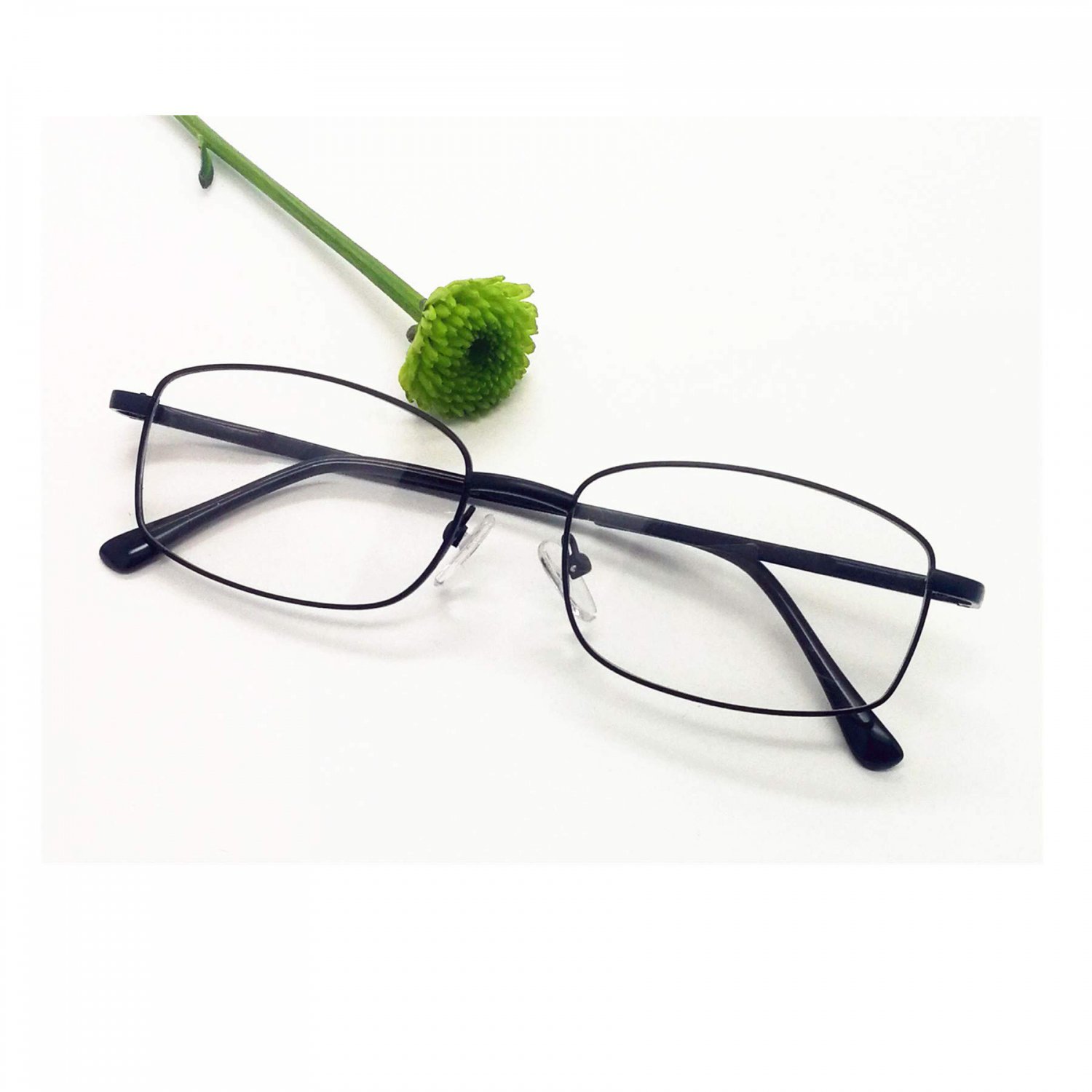 Blue Light Blocking Reading Glasses Metal Rectangle Full Rim Eyeglasses for Women and Men Black Read