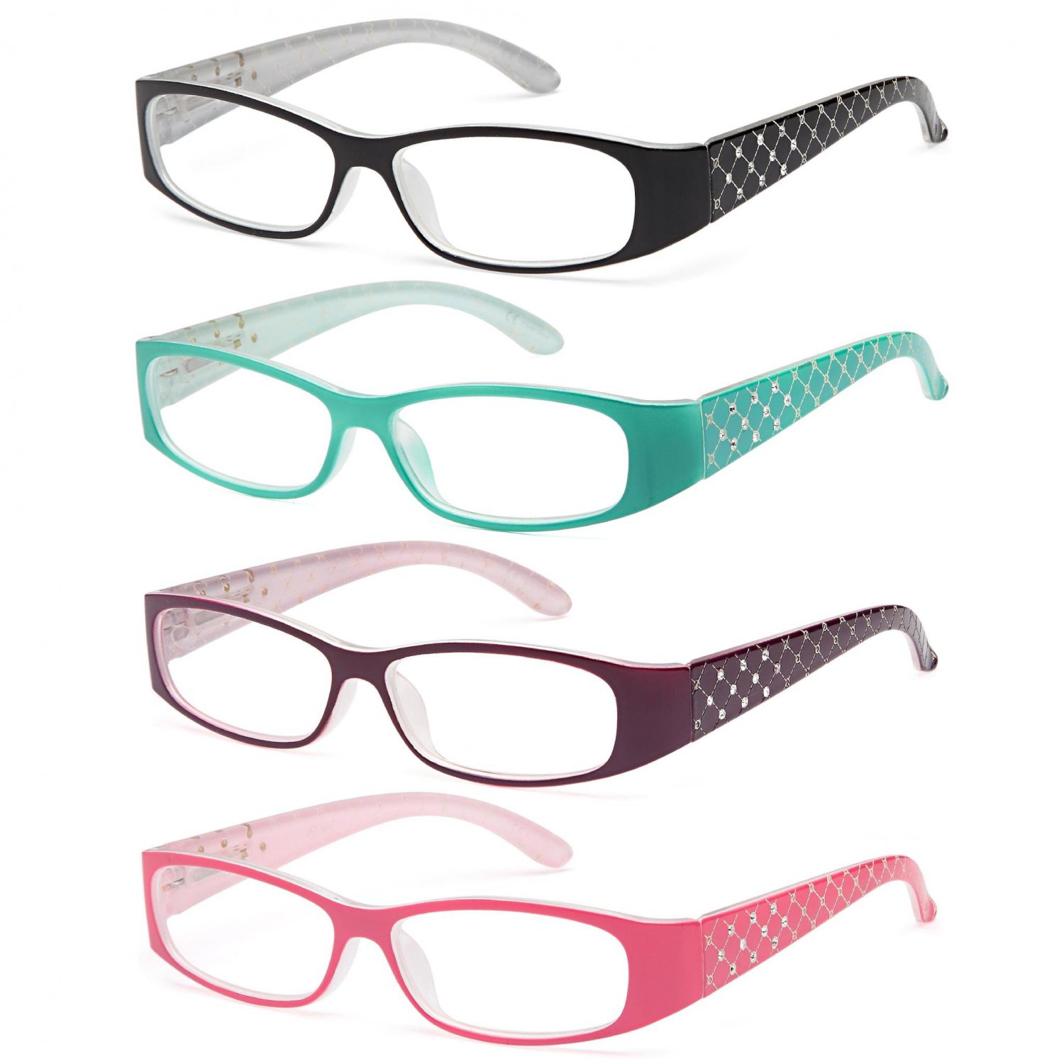 ALTEC VISION Women's Reading Glasses - 4 Pairs Shiny Ladies Fashion Readers 2.50