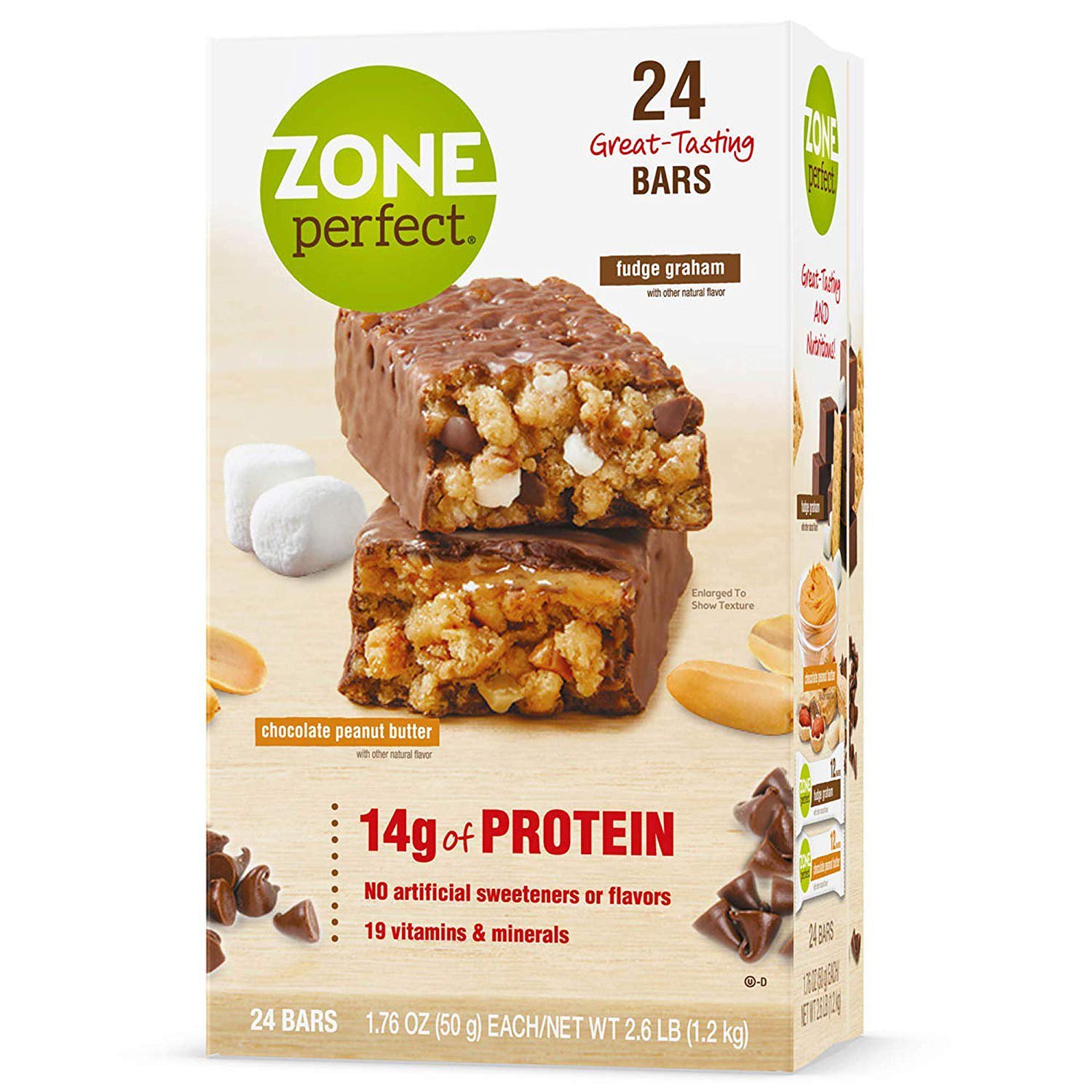 Zoneperfect Nutrition Bars Chocolate Peanut Butter Fudge Graham 14g