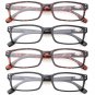Reading Glasses 4 Pack Spring Hinge Comfort Readers Plastic, Black, Size Medium