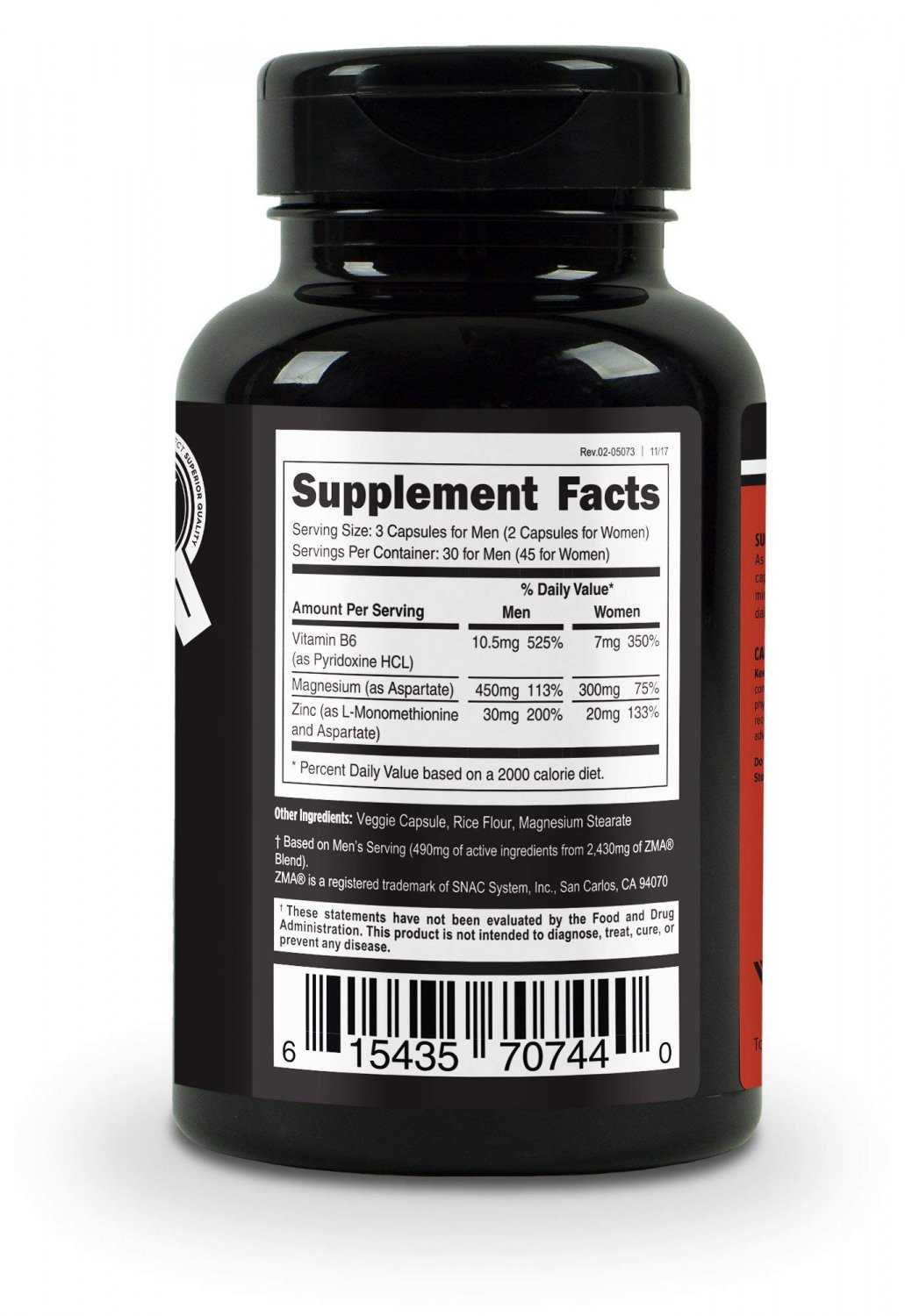 VitaDirect Premium ZMA Supplement, 490mg per Serving, 90 Vegan Capsules