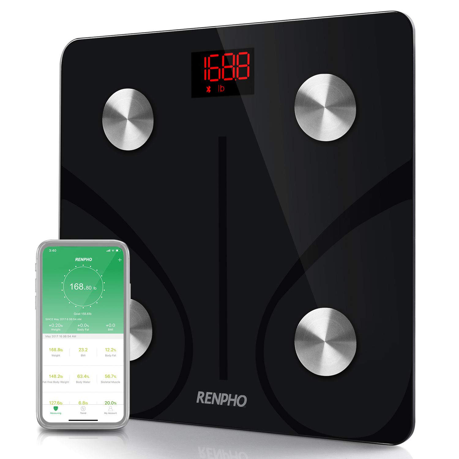 RENPHO Bluetooth Body Fat Scale Smart BMI Scale Digital Bathroom Wireless Weight Scale, Body Composi