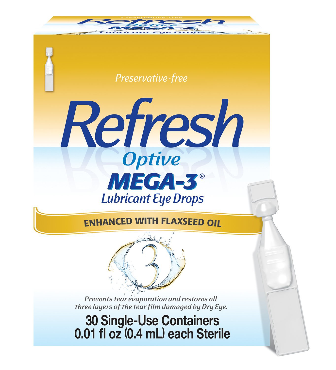 Refresh Optive Mega 3 Lubricant Eye Drops 30 Single Use Containers 001 Fl Oz 30 Count 