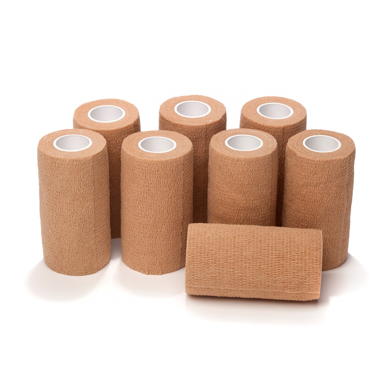 8-Piece Self Adherent Cohesive Wrap Bandages Bundle Pack, 3-in Wide 5 yds Self Adhesive Non Woven Ba