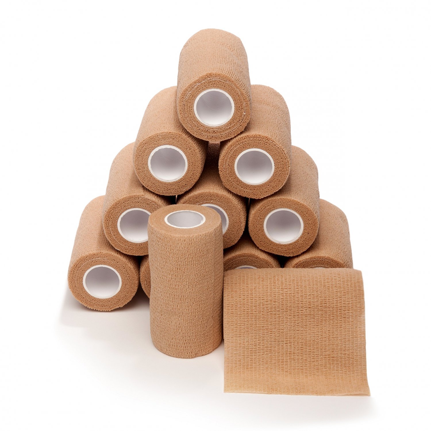 4-in Wide Self Adherent Cohesive Wrap Bandages (12 Pack), 5 yds Self Adhesive Non Woven Bandage Roll