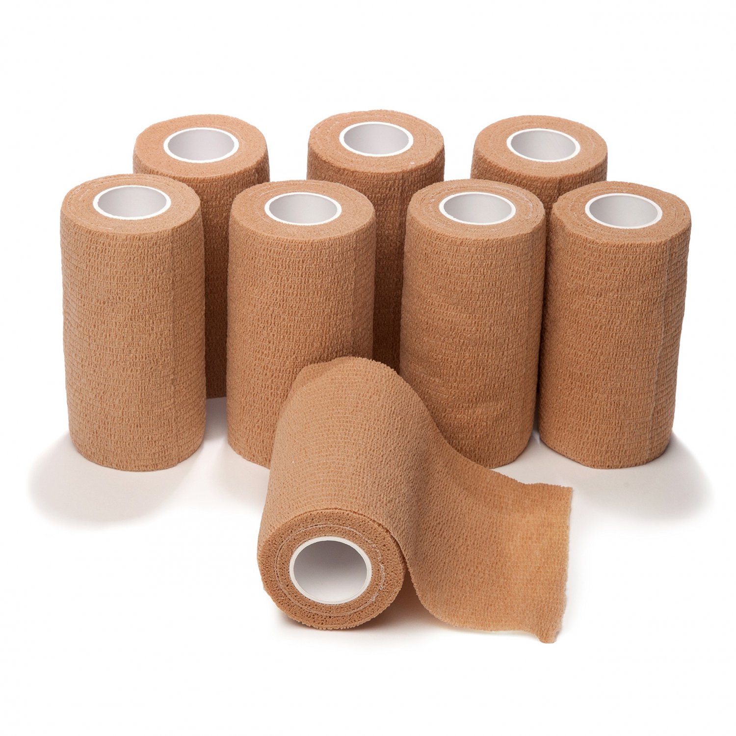 4-inch Wide Self Adherent Cohesive Wrap Bandages (8 Pack) Bundle, 5 yds Self Adhesive Non Woven Band