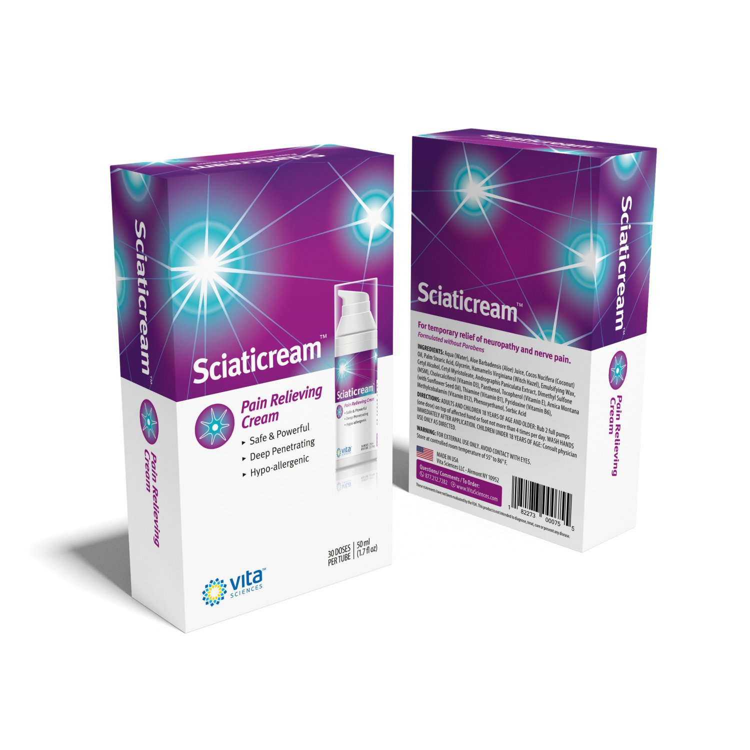 Sciatic Nerve Pain Relief Cream with Arnica, B1, B5, B6, MSM. Soothing