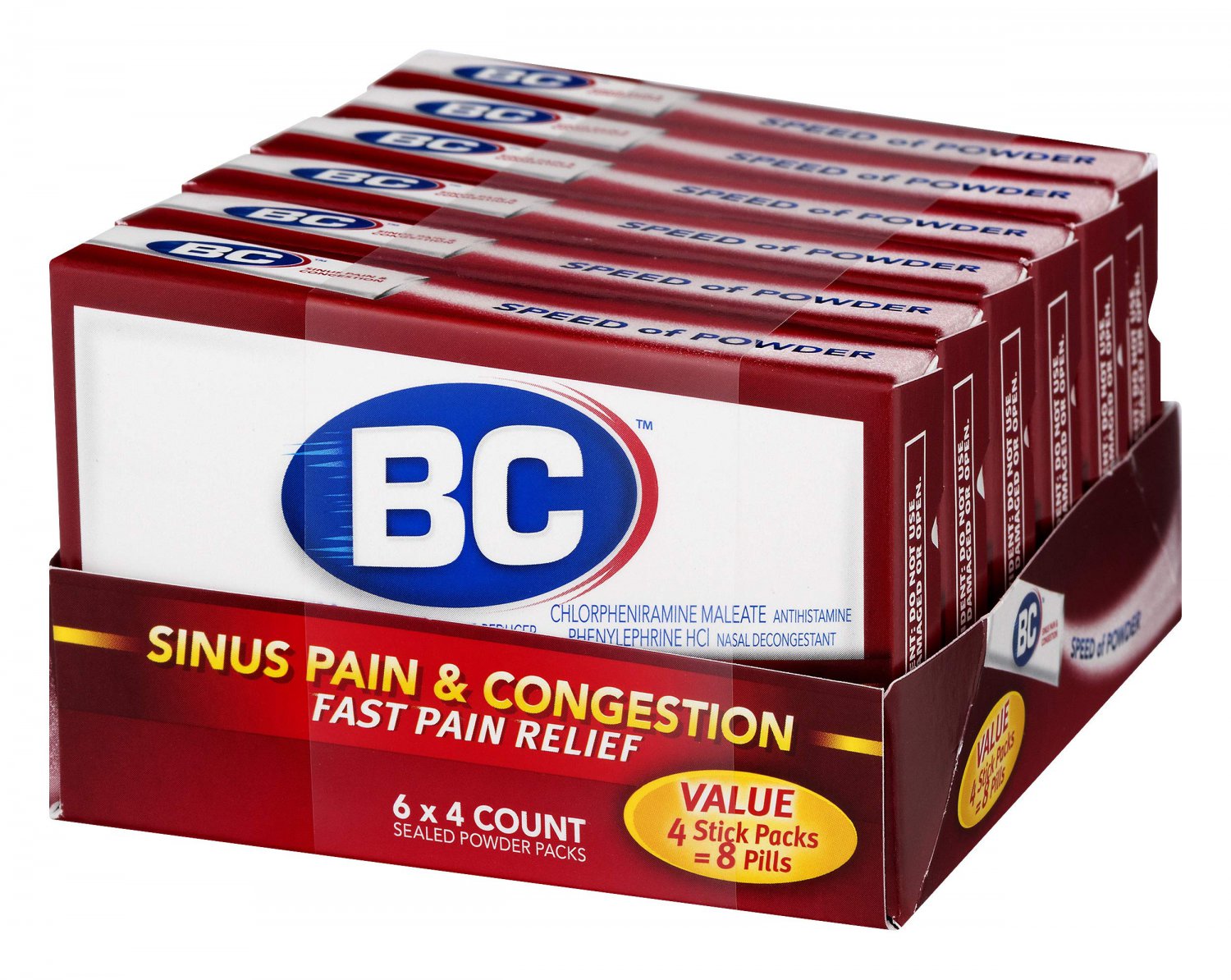 BC Sinus Pain & Congestion Powder | Fast Pain Relief | 4 Powders | 6 Pack