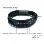 VNOX Mens Womens Epilepsy Black Handmade Braid Genuine Leather Medical Symbol Alert Cuff Bangle Brac