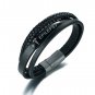 VNOX Mens Womens Epilepsy Black Handmade Braid Genuine Leather Medical Symbol Alert Cuff Bangle Brac