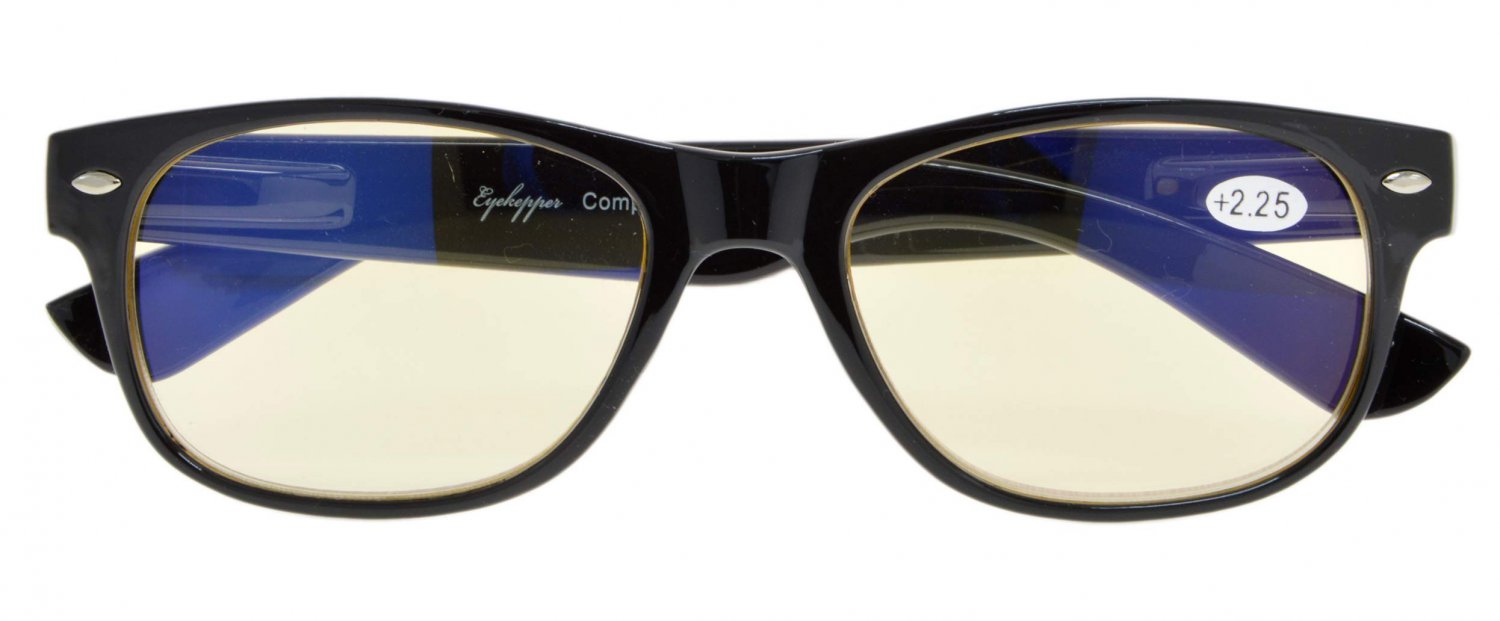 Blue Light Filter Classic Computer Reading Glasses(Black) +1.25