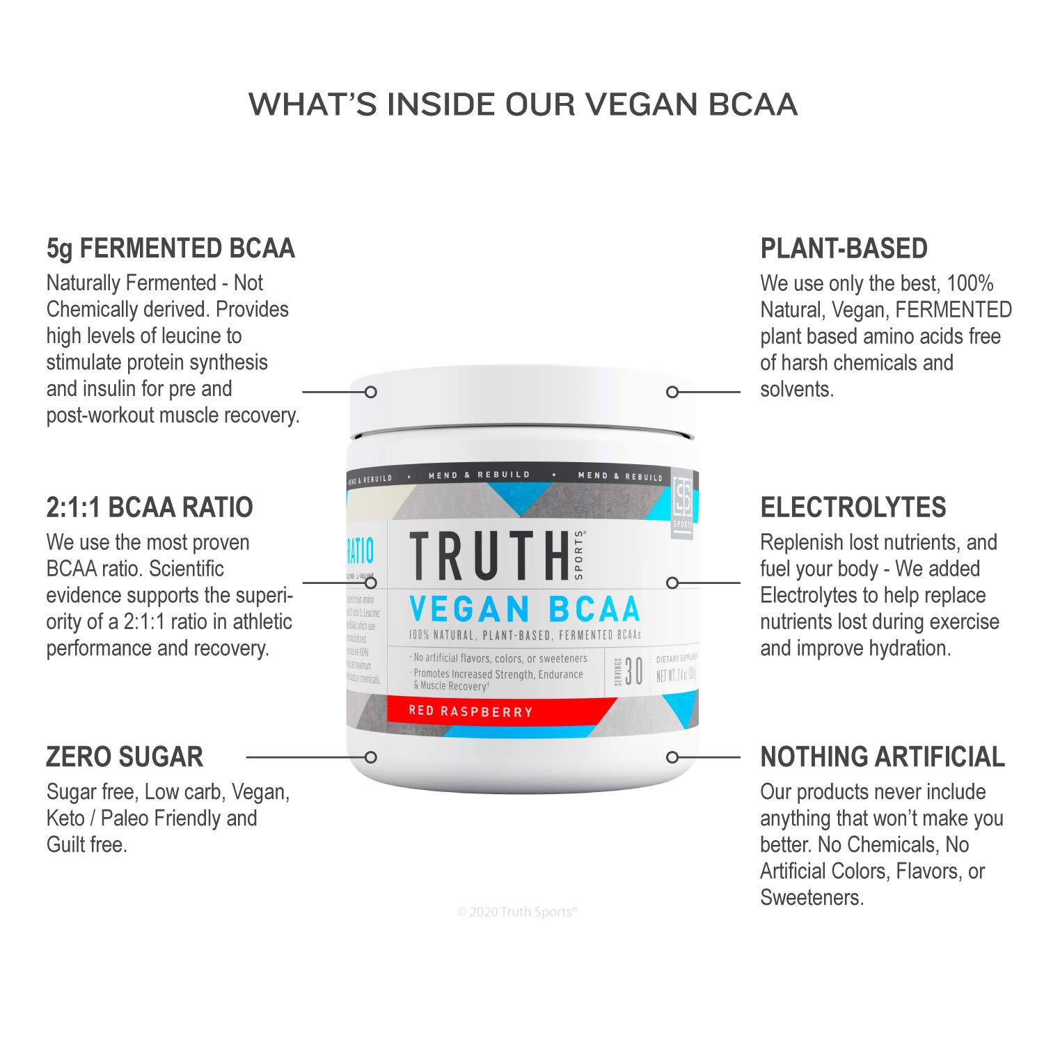 Truth Nutrition Fermented Vegan BCAA Powder 211 Ratio All Natural