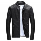 XXXL BLACK Wordless Autumn Winter Mens Zipper PU Leather Jacket