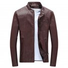 M CLARET Wordless Autumn Winter Mens Zipper PU Leather Jacket