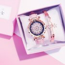 Luxury Ladies Watch Bracelet Set Starry Sky Ladies Bracelet Watch Casual Leather