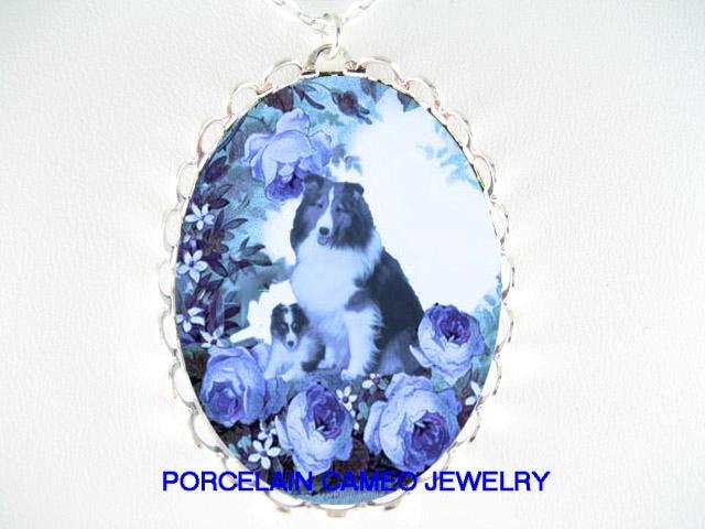 DANISH BLUE SHELTIE SHEEPDOG MOM PUPPY ROSE NECKLACE