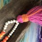 Wood bead tassel necklace pink and orange
