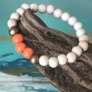 Wood Bead Natural and Orange Bracelet
