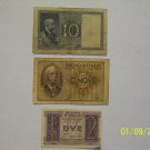 10, 2, and 5 Lire Bills