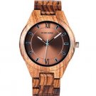 Men Quartz Watch Bronze Unique Zebrawood and Resin Conbined Case Wooden Wristwatch