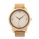 Bamboo Wooden Men's Wristwatch with Light Brown Strap Japanese Casual Watches