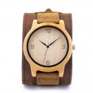 Bamboo Wooden Men's Wristwatch with Dark Brown Strap Japanese Casual Watches