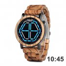 Wooden Blue WristWatch Led Display Digital Mens Watch Unique Night Vision