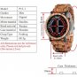 Wooden Blue WristWatch Led Display Digital Mens Watch Unique Night Vision