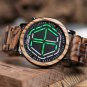 Wooden Green WristWatch Led Display Digital Mens Watch Unique Night Vision