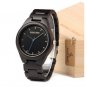 Men Watch Simple Ebony Wood Wristwatch with Wooden Gift Box