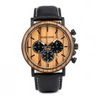 Wood and Stainless Steel Watches Mens Leather Strap Chronograph Wristwatches Luminous