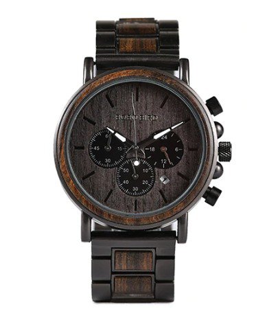 Black Watch Men Luxury Light Brand Wooden Wristwatches Male Date Display