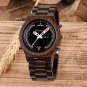 Wooden Mens Watches Red Multifunctional with Night Light and Week Display