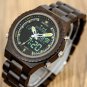 Wooden Mens Watches Yellow Multifunctional with Night Light and Week Display