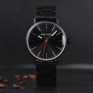 Ultra Thin Stainless Steel Watches for Men Black Quartz Wooden Watch