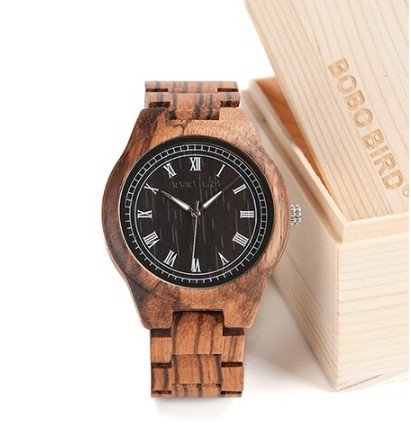 Wood Watch Brown for Men Engraved Gift Personal Engraving
