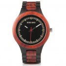 Mens Watches Red Top Brand Luxury Ebony Watch with Luminous Hand in Wooden