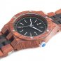 Men Wooden Quartz Watch Round Dial Unique Combination Ebony And Red Sandalwood