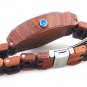 Men Wooden Quartz Watch Round Dial Unique Combination Ebony And Red Sandalwood
