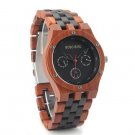 Men Wristwatch Chronograph Round Dial Unique Combination Ebony And Red Sandalwood
