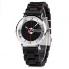 Ultra Thin Men Watch Silver Simple Wood Band Quartz Wristwatch