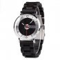 Ultra Thin Men Watch Silver Simple Wood Band Quartz Wristwatch