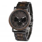 Chronograph Men Watch Wooden Luxury Stainless Steel Quartz Wristwatches with Calendar